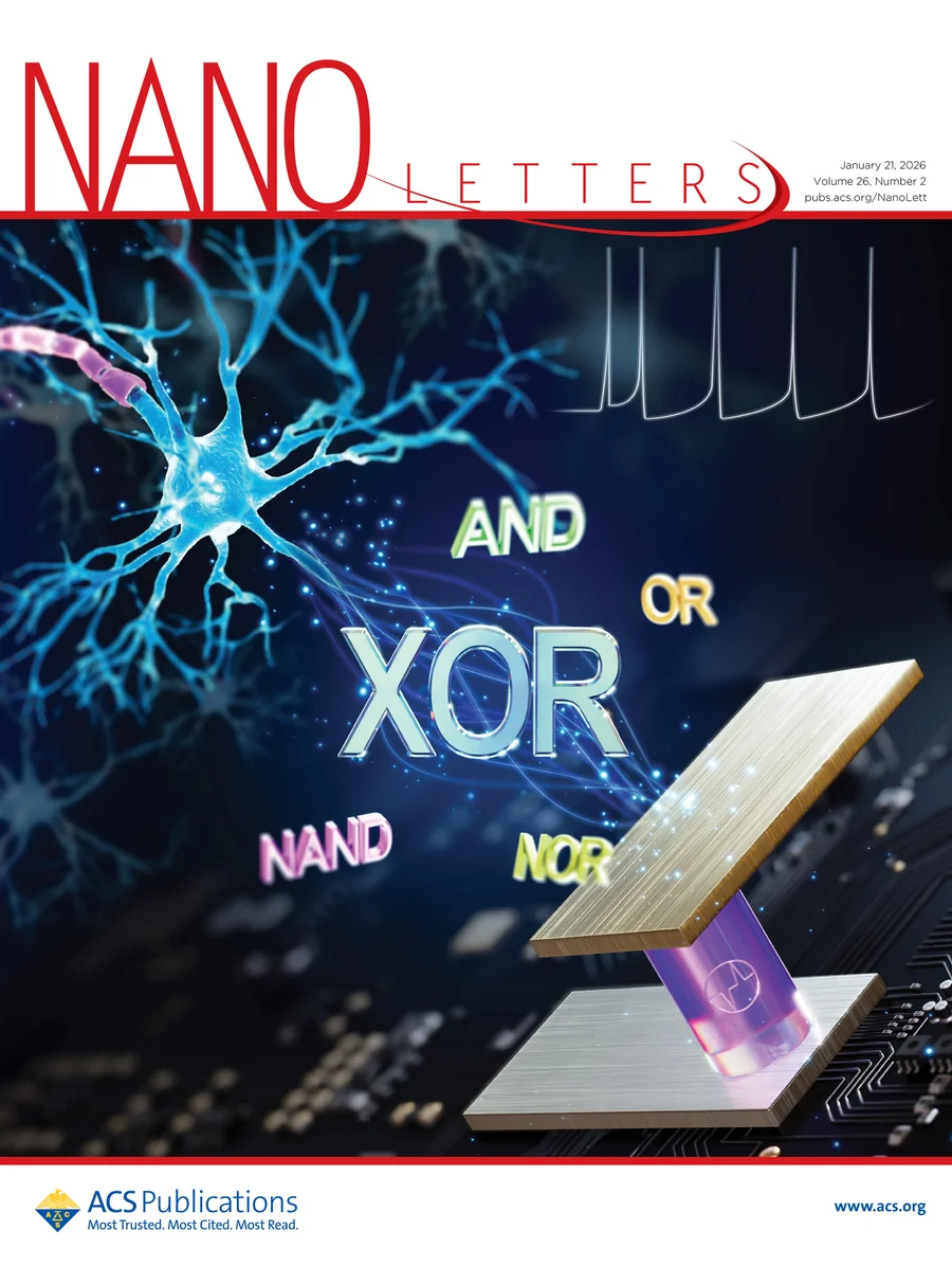 Nano Letters journal cover featuring dendritic computing research